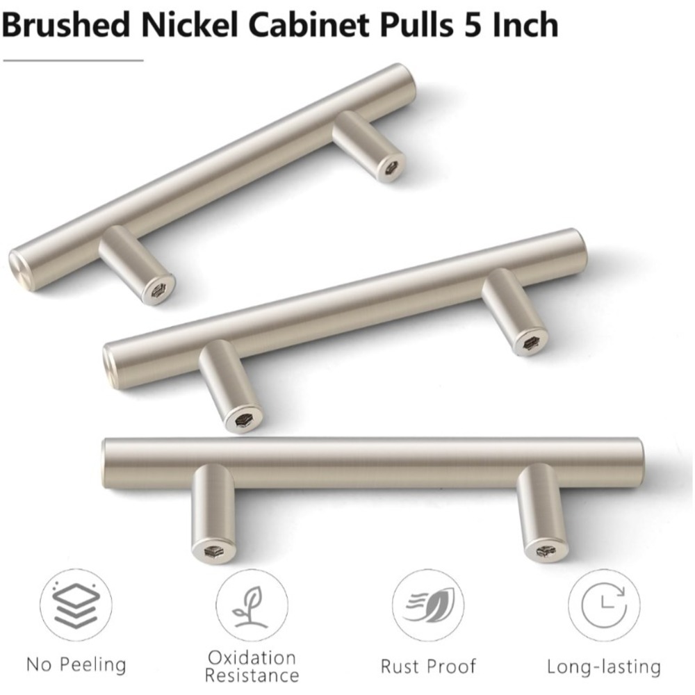 30 Pack 5" Brushed Nickel Drawer Cabinet Pulls 3" hole centers multisize screws - Picture 5 of 7